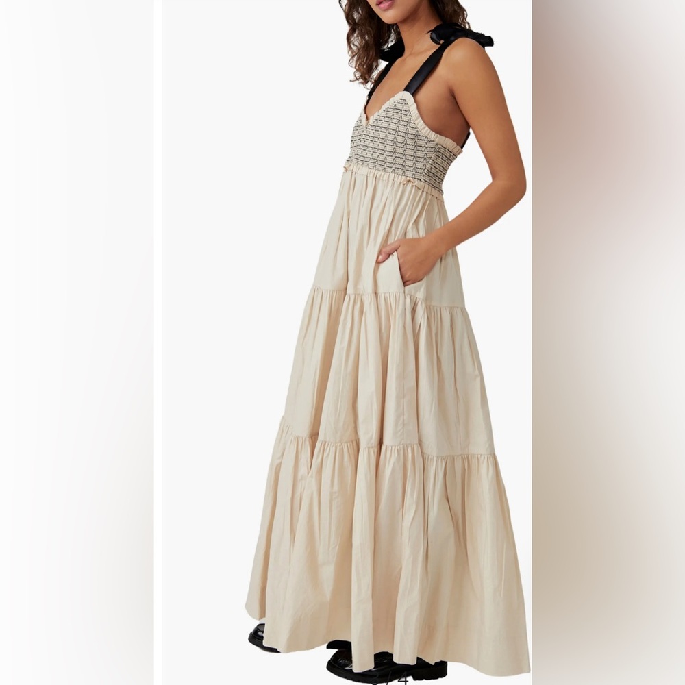 Bluebell Smocked Bodice Tiered Maxi Sundress Vacation Sand